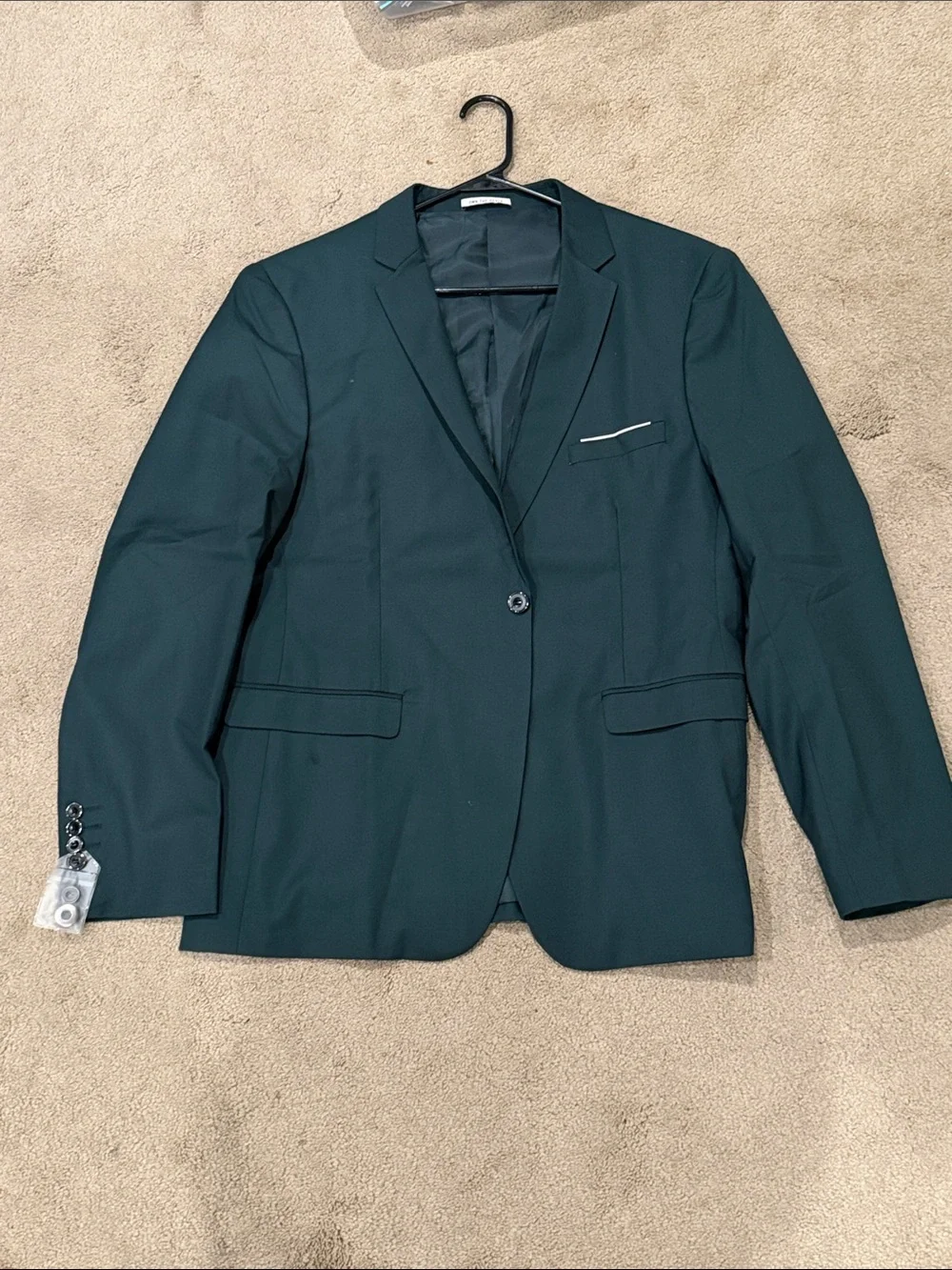 Men's Dark Green Single-Breasted Blazer
